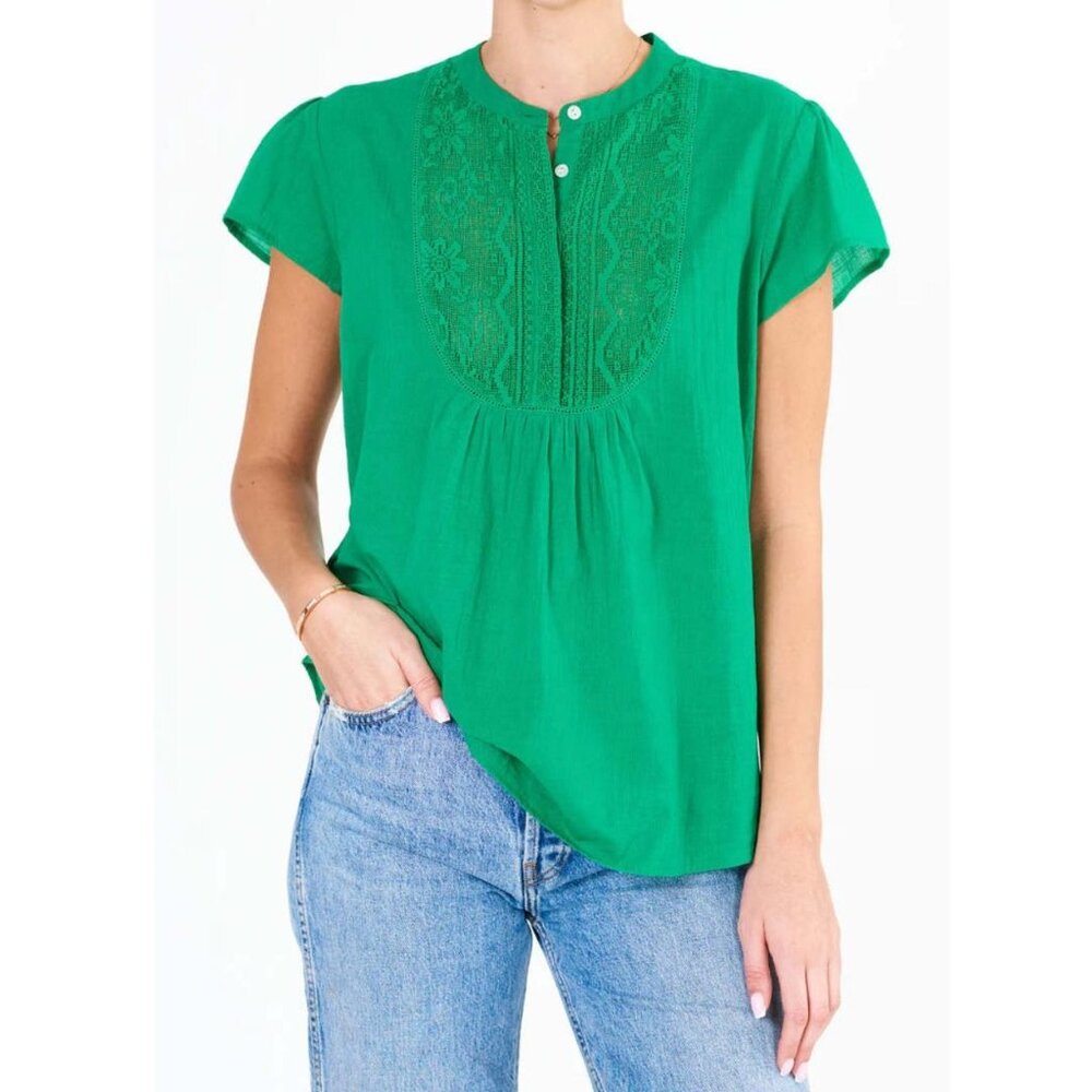 MABE M.A.B.E. Freya Lace Top Blouse Green Size XS